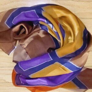 Yves Saint Laurent vintage silk colorblock geometric scarf 34" EUC